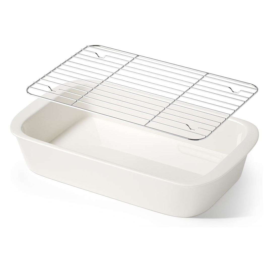 Ceramic Casserole Dish with Stainless Steel Rack