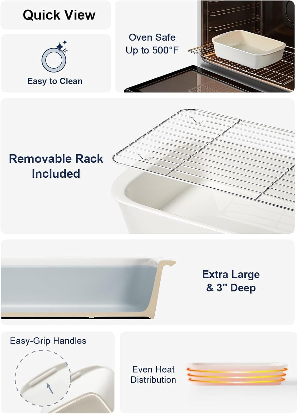 Ceramic Casserole Dish with Stainless Steel Rack