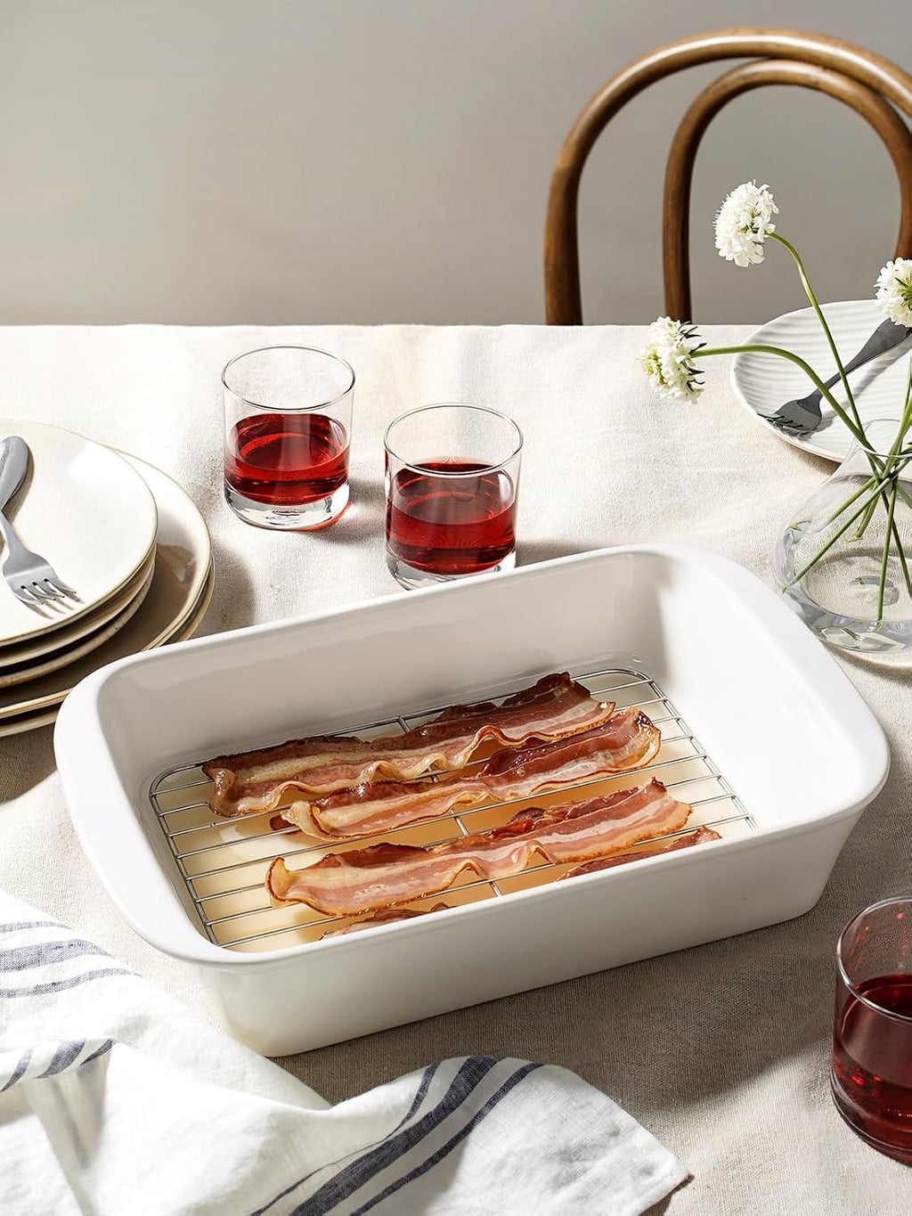 Ceramic Casserole Dish with Stainless Steel Rack