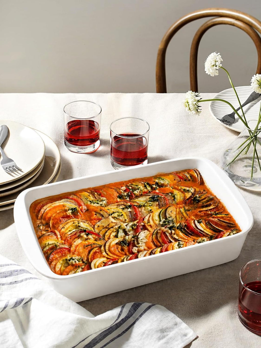 Ceramic Casserole Dish with Stainless Steel Rack