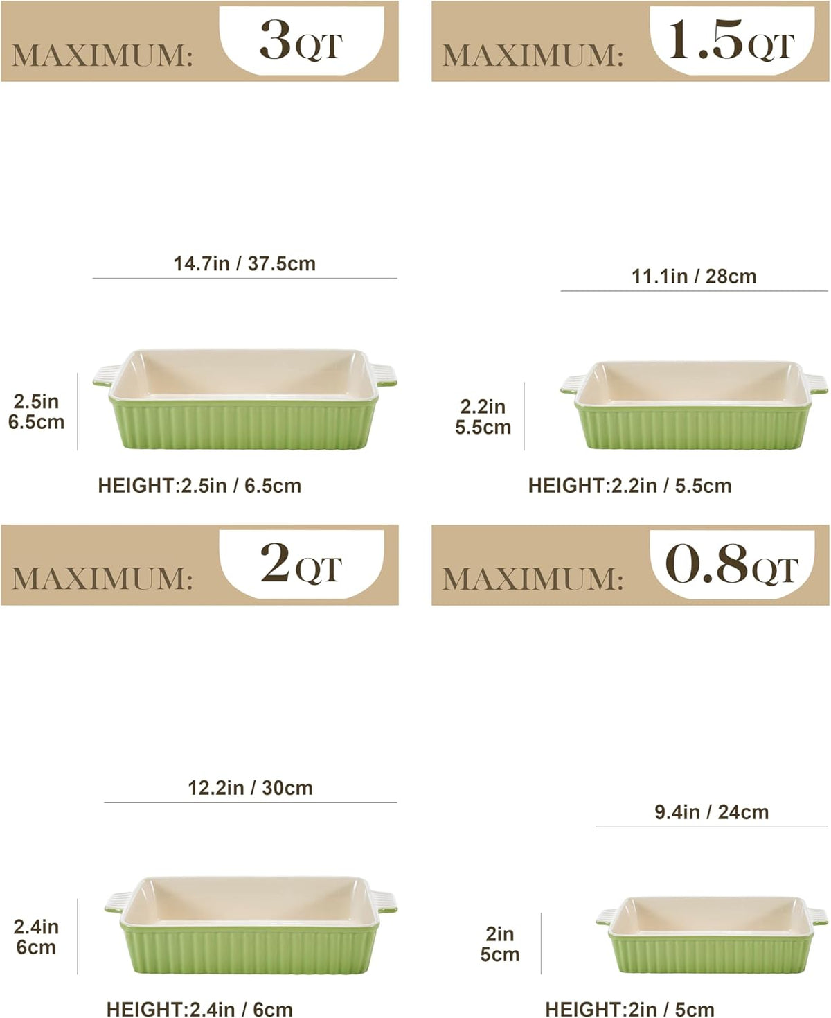 Ceramic Baking Dishes Set of 4