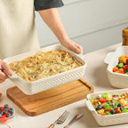 Beige Ceramic Baking Dish Set of 3
